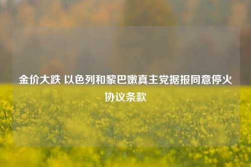 金价大跌 以色列和黎巴嫩真主党据报同意停火协议条款-第1张图片-比分网