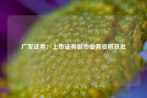 广发证券：上市证券做市业务资格获批-第1张图片-比分网