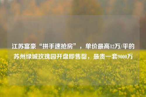 江苏富豪“拼手速抢房”，单价最高12万/平的苏州绿城玫瑰园开盘即售罄，最贵一套9000万-第1张图片-比分网