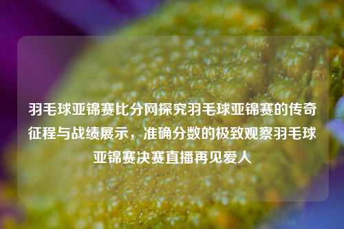 羽毛球亚锦赛比分网探究羽毛球亚锦赛的传奇征程与战绩展示，准确分数的极致观察羽毛球亚锦赛决赛直播再见爱人-第1张图片-比分网