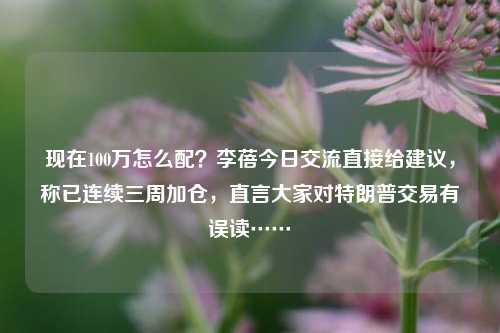 现在100万怎么配？李蓓今日交流直接给建议，称已连续三周加仓，直言大家对特朗普交易有误读……-第1张图片-比分网