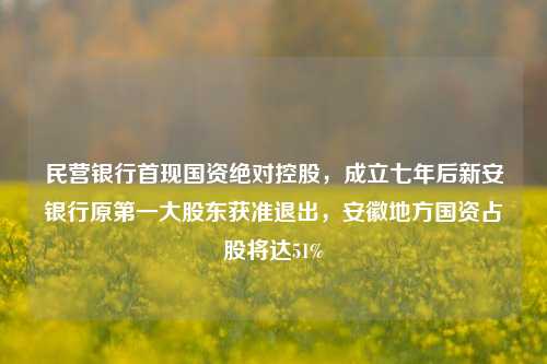 民营银行首现国资绝对控股，成立七年后新安银行原第一大股东获准退出，安徽地方国资占股将达51%-第1张图片-比分网