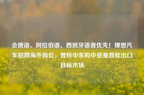 会俄语、阿拉伯语、西班牙语者优先！理想汽车招聘海外岗位，曾称中东和中亚是首批出口目标市场-第1张图片-比分网