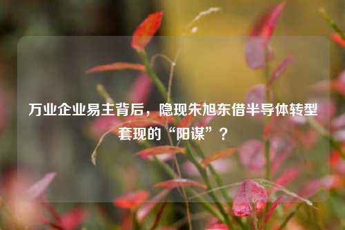 万业企业易主背后，隐现朱旭东借半导体转型套现的“阳谋”？-第1张图片-比分网