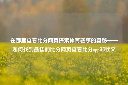 在哪里查看比分网页探索体育赛事的奥秘——如何找到最佳的比分网页查看比分app郑钦文-第1张图片-比分网