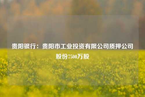 贵阳银行：贵阳市工业投资有限公司质押公司股份7500万股-第1张图片-比分网