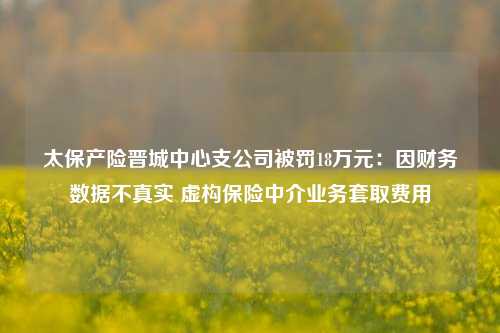 太保产险晋城中心支公司被罚18万元：因财务数据不真实 虚构保险中介业务套取费用-第1张图片-比分网