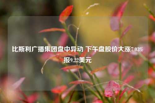 比斯利广播集团盘中异动 下午盘股价大涨7.03%报9.22美元-第1张图片-比分网